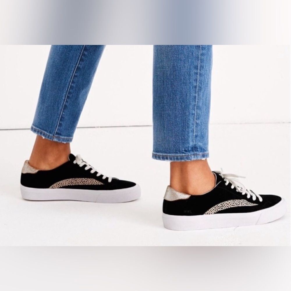 Madewell Sidewalk Leather/Calf Hair Trim Sneaker- Size 6.5